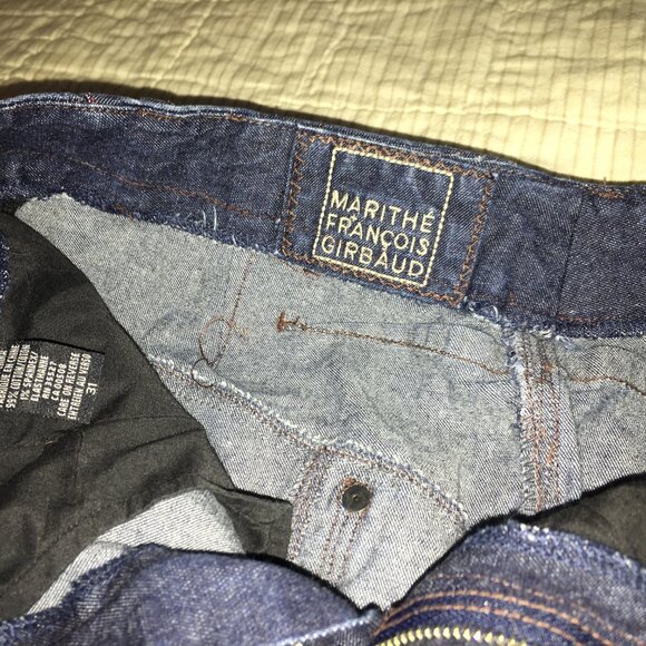 Vintage Marithe Francois Girbaud Blue Long A-Line Denim Skirt size 31 - Picture 6 of 13